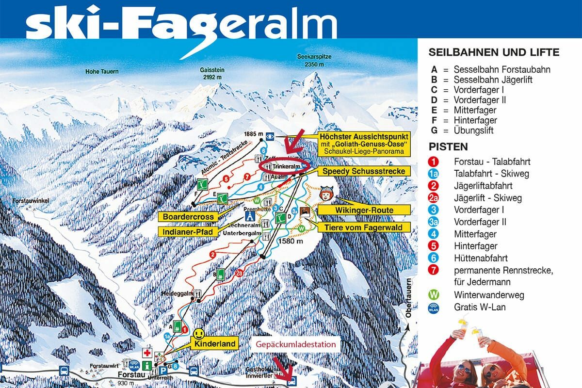 Lage, Pistenplan Fageralm, Ski amadé